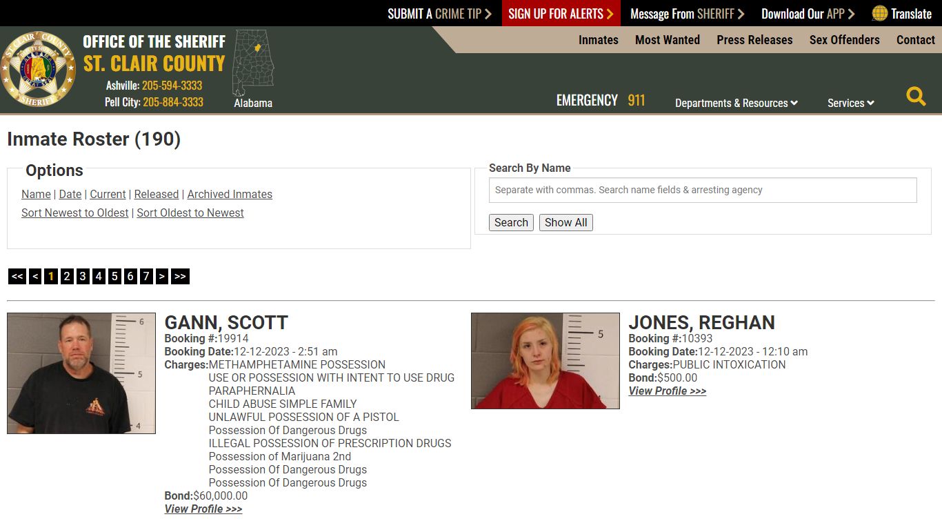 Inmate Roster (180) - St. Clair County Sheriff's Office